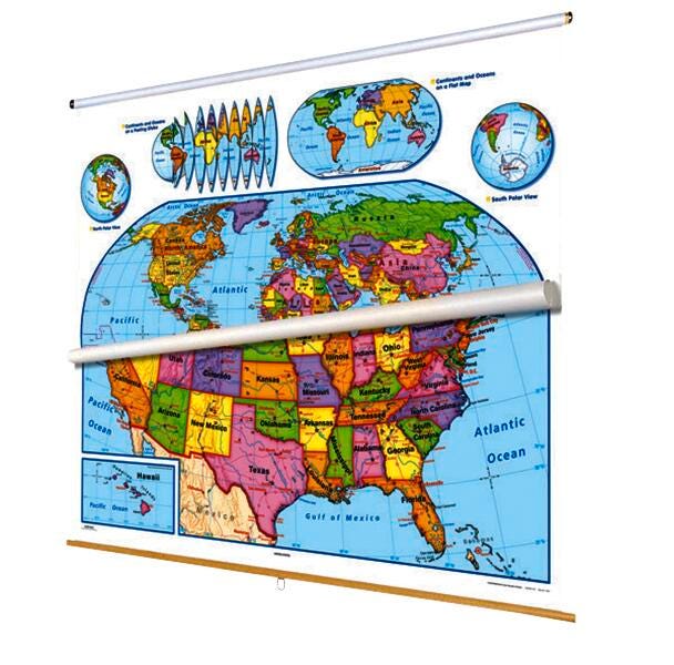 Nystrom Readiness United States and World Combo Map Set, 65 x 53 Inches, Item Number 1398260